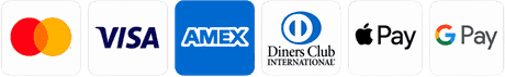 Accepted cards: Mastercard, Visa, American Express, Diners Club, Apple Pay and Google Pay